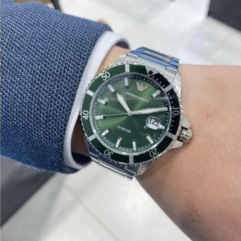 Emporio Armani Diver Green Dial Men's Watch | AR11338